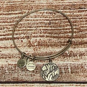 Alex and Ani “Sister” Lily Charm Silver Bracelet